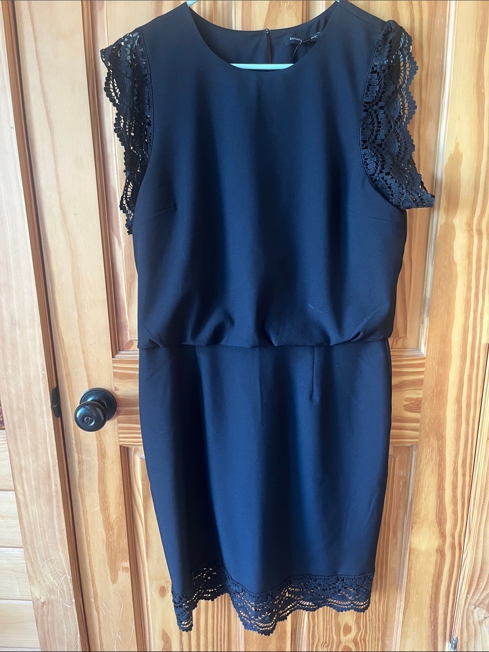 Banana Republic Black Midi Dress with Lace Trim - Size 14